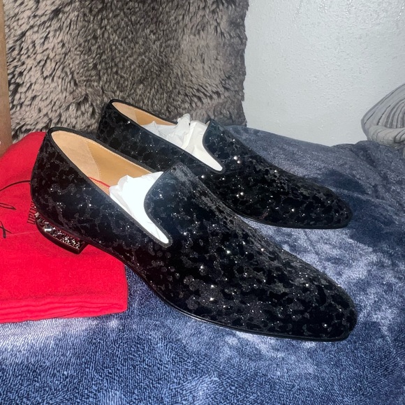 Christian Louboutin Other - Mens Christian Louboutin dandyrocks spiked heel velvet loafers size 10